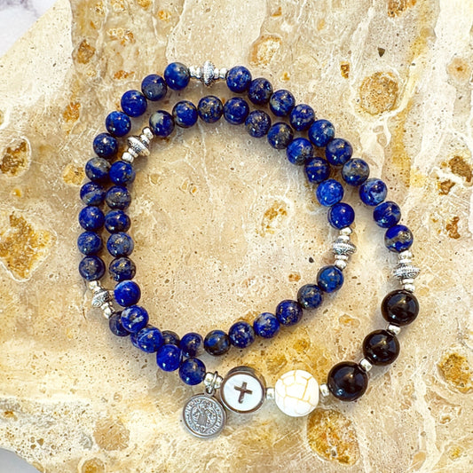 6mm Lapis Lazuli Full Decades Rosary Bracelet