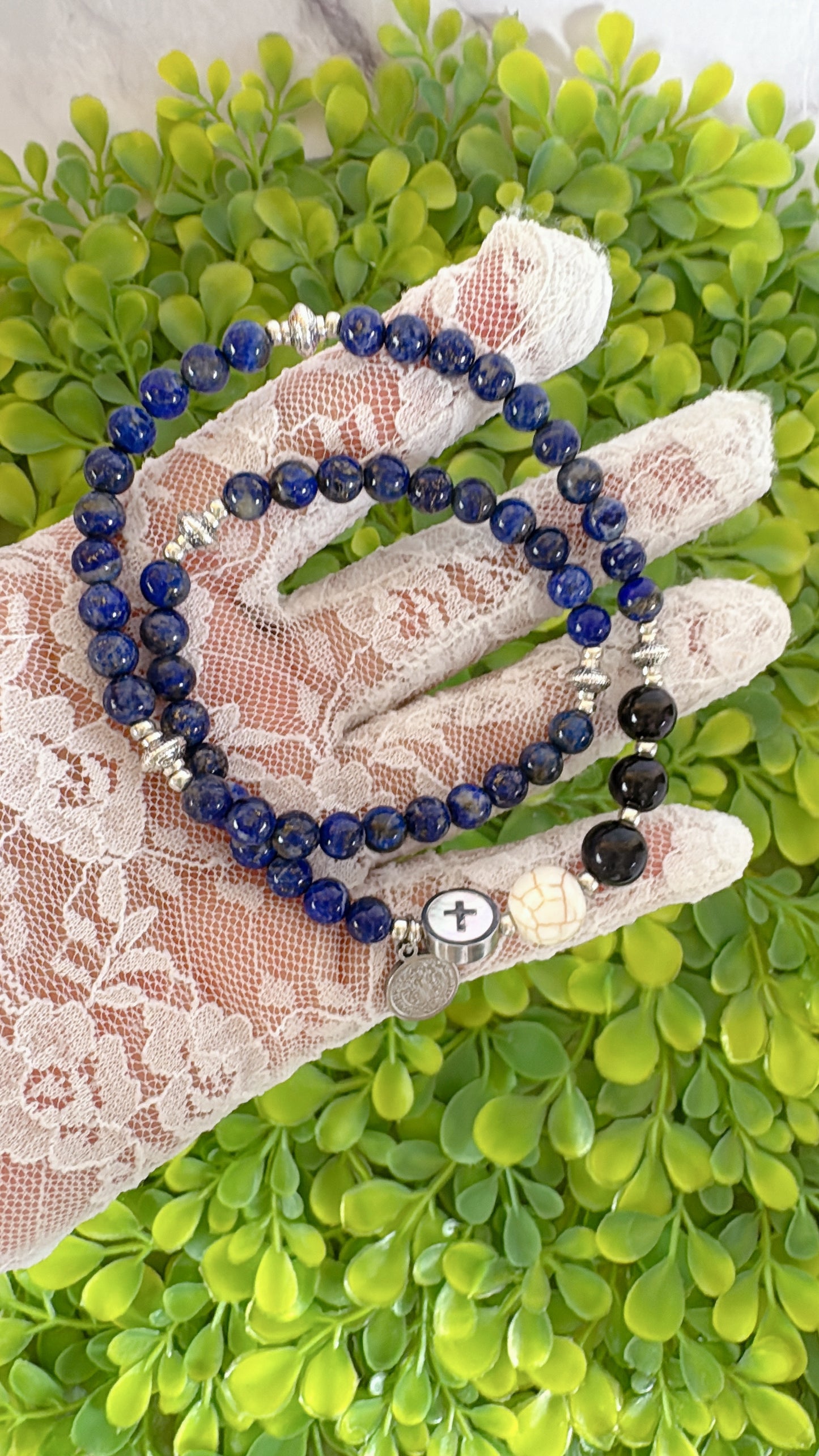 6mm Lapis Lazuli Full Decades Rosary Bracelet