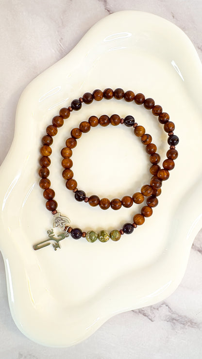 6mm Pear Wood Full Decade Rosary Bracelet