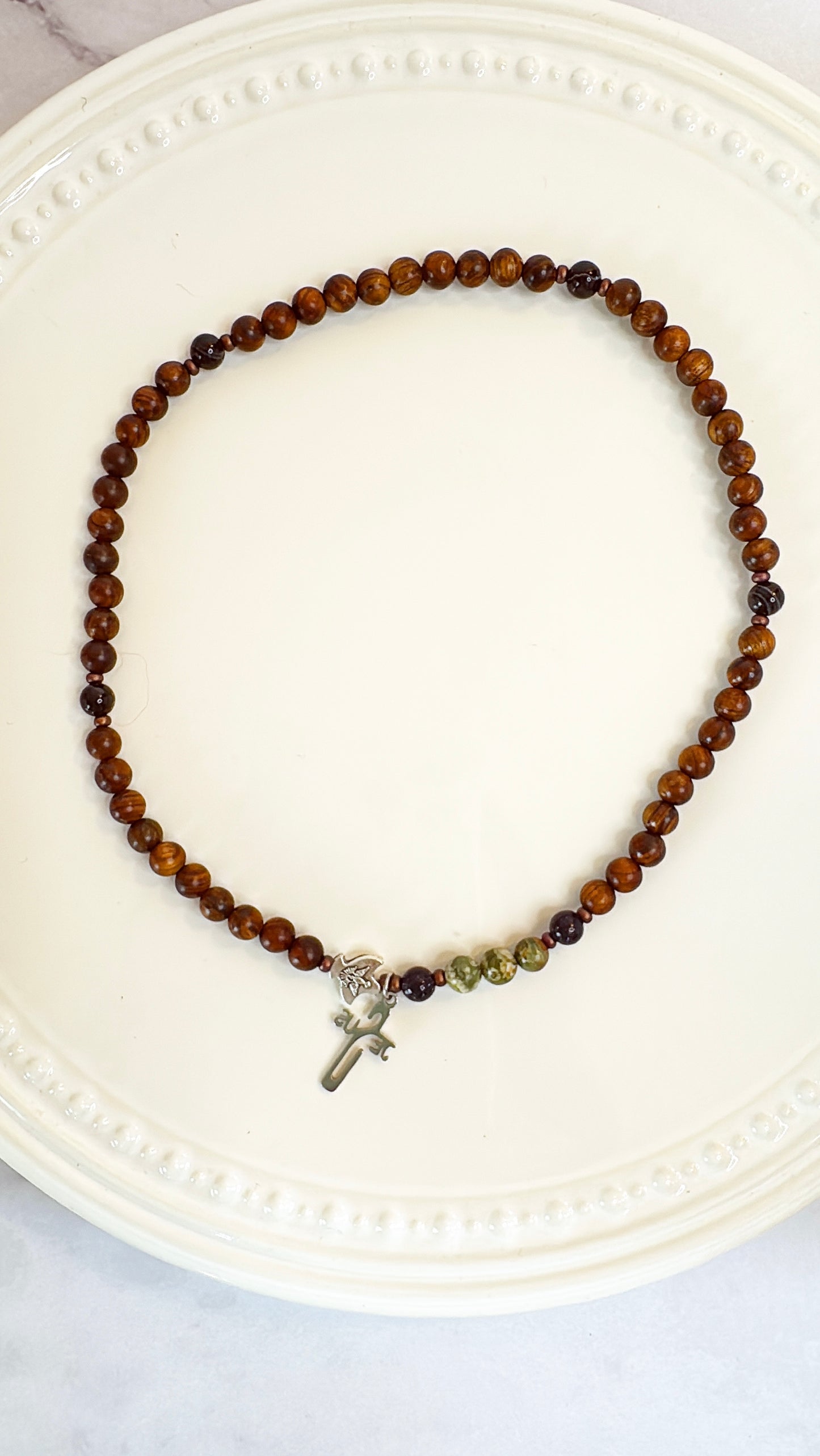 6mm Pear Wood Full Decade Rosary Bracelet