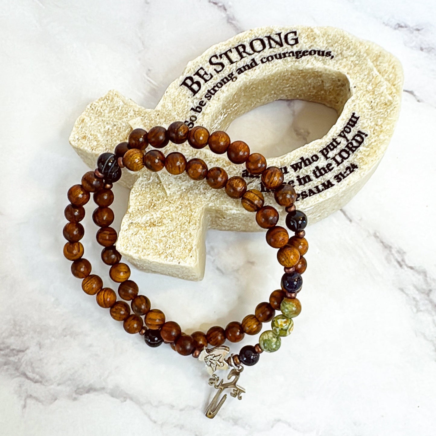 6mm Pear Wood Full Decade Rosary Bracelet
