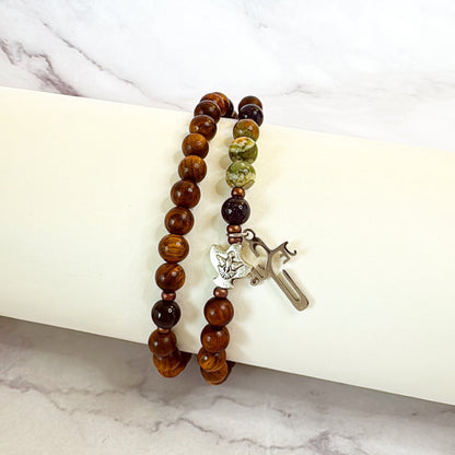6mm Pear Wood Full Decade Rosary Bracelet