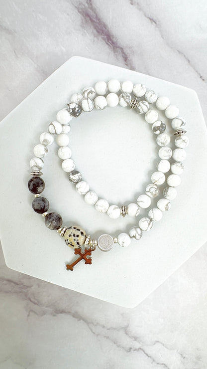 6mm White Turquoise Full Decades Rosary Bracelet