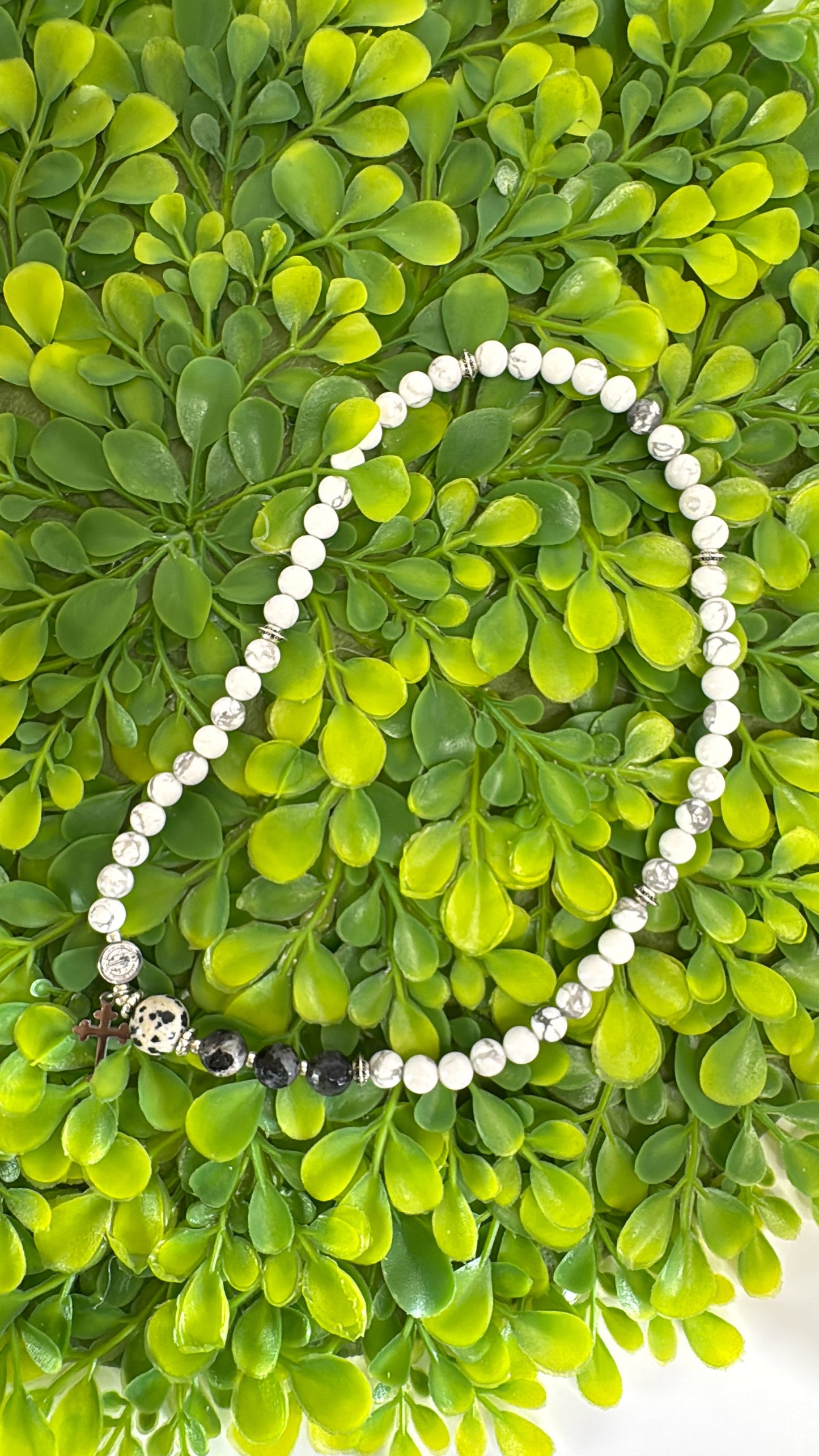 6mm White Turquoise Full Decades Rosary Bracelet