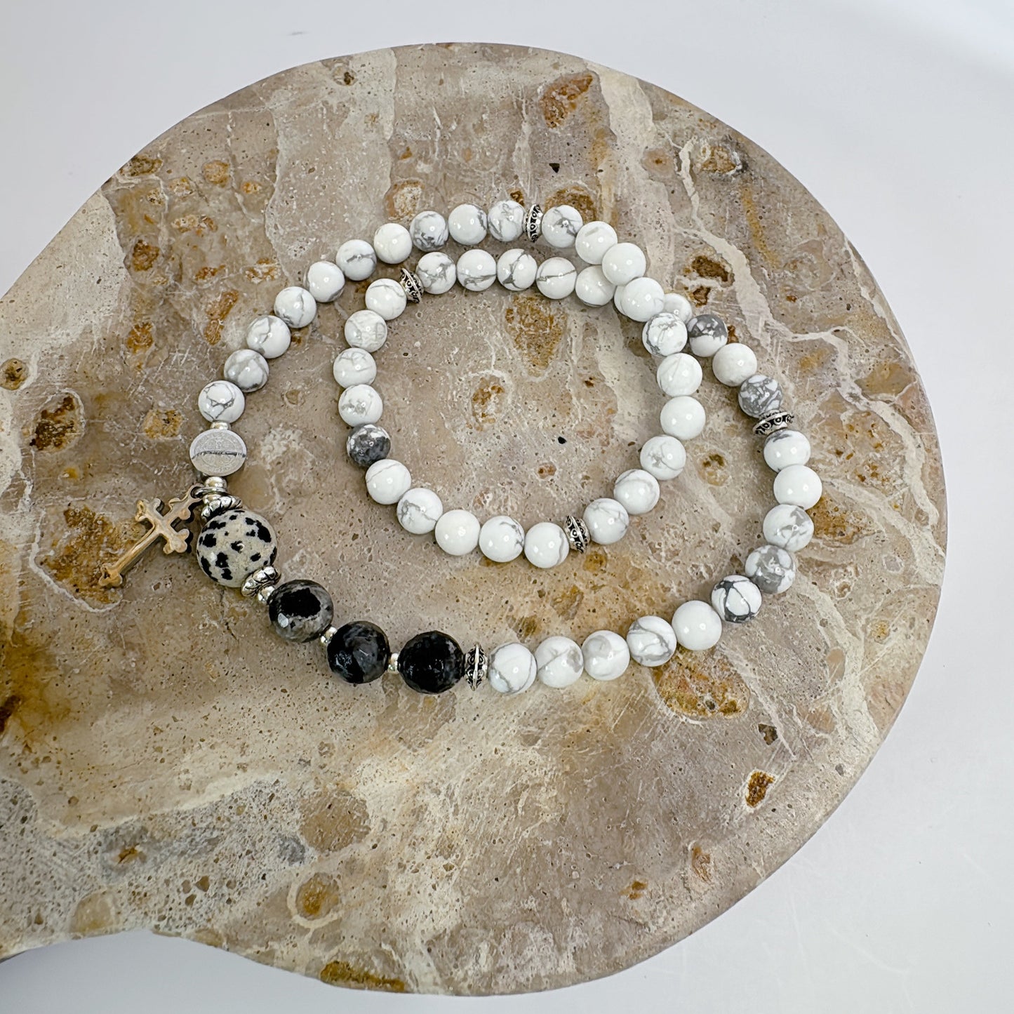 6mm White Turquoise Full Decades Rosary Bracelet