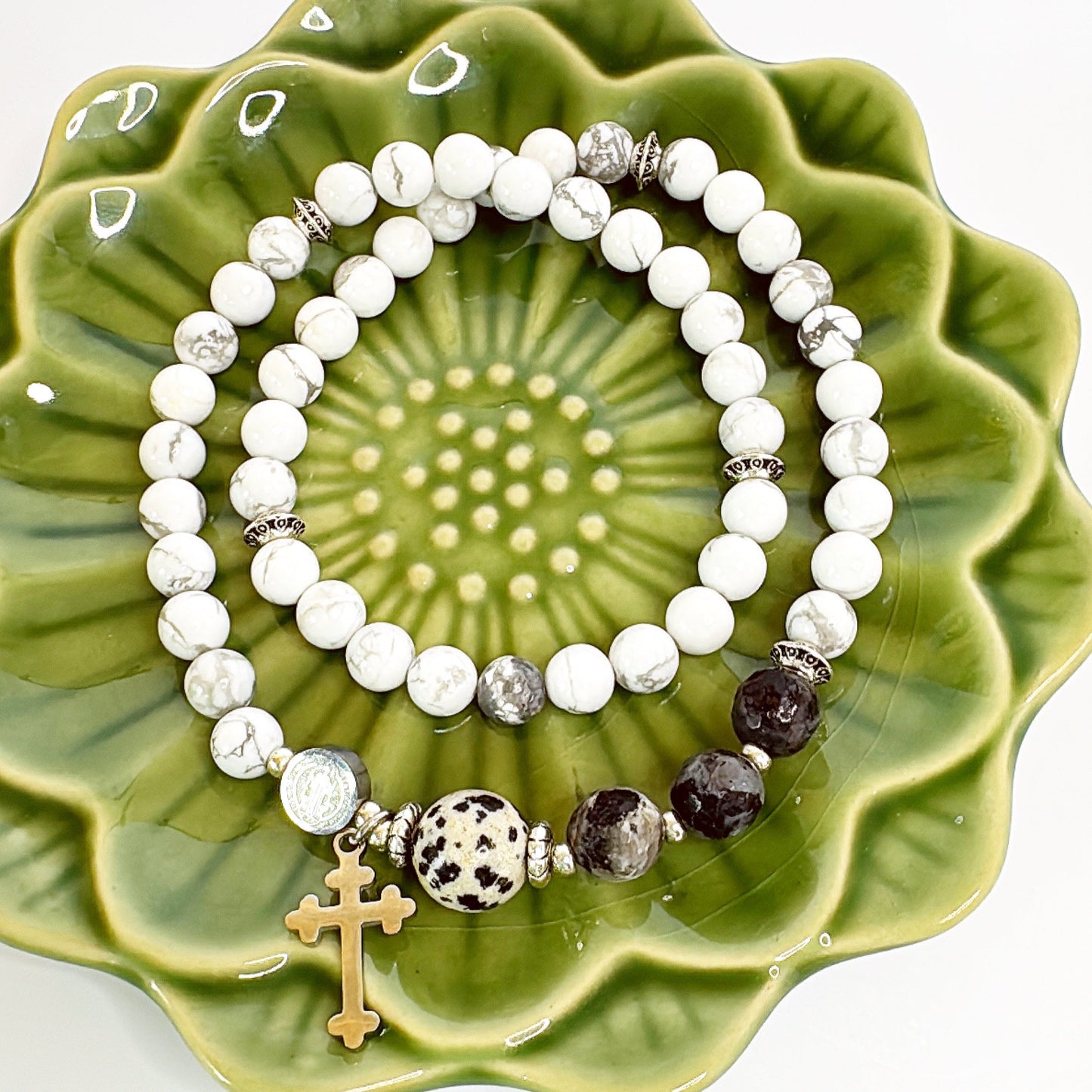 6mm White Turquoise Full Decades Rosary Bracelet
