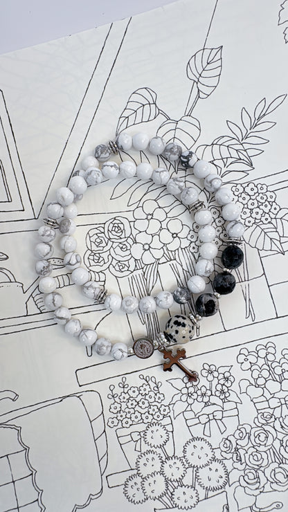 6mm White Turquoise Full Decades Rosary Bracelet