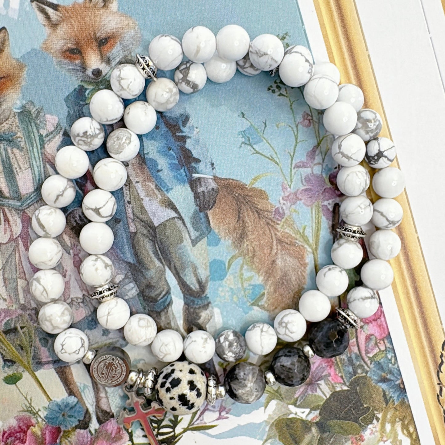 6mm White Turquoise Full Decades Rosary Bracelet