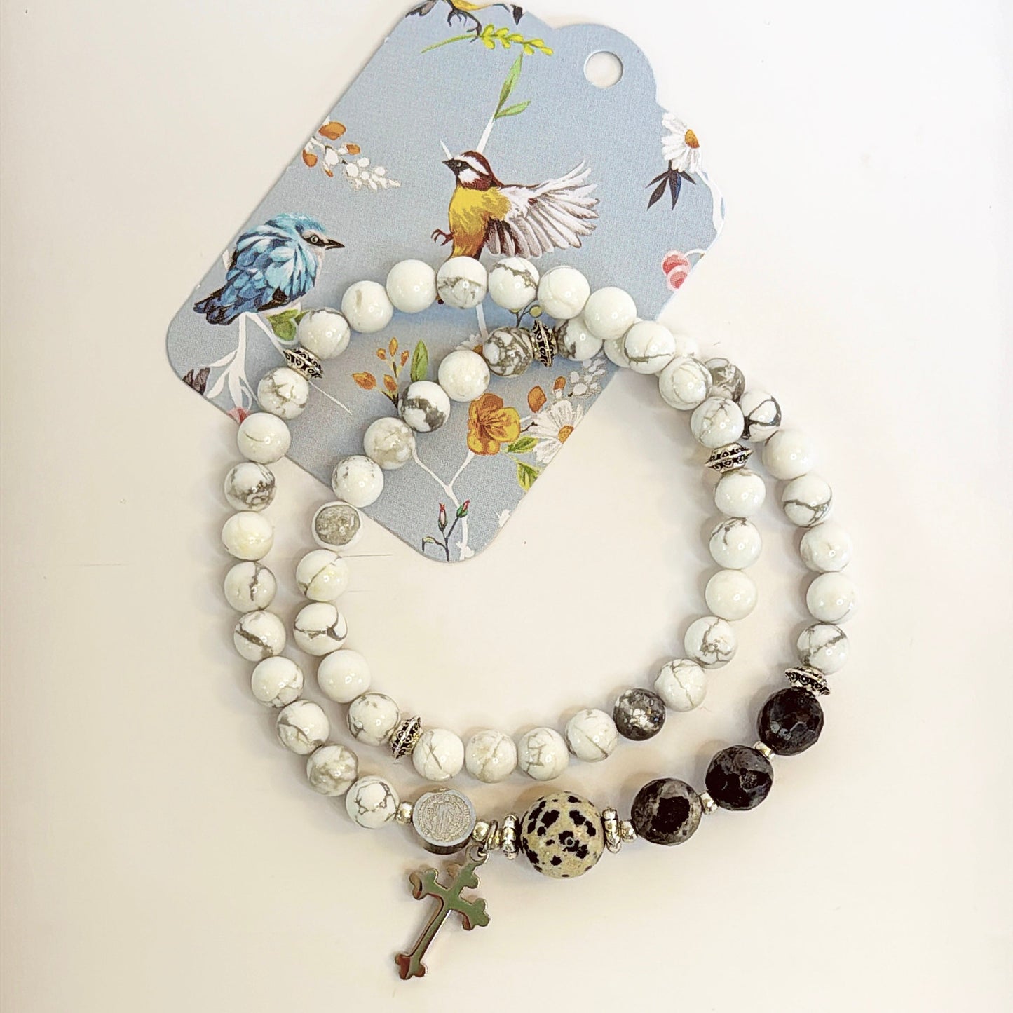 6mm White Turquoise Full Decades Rosary Bracelet