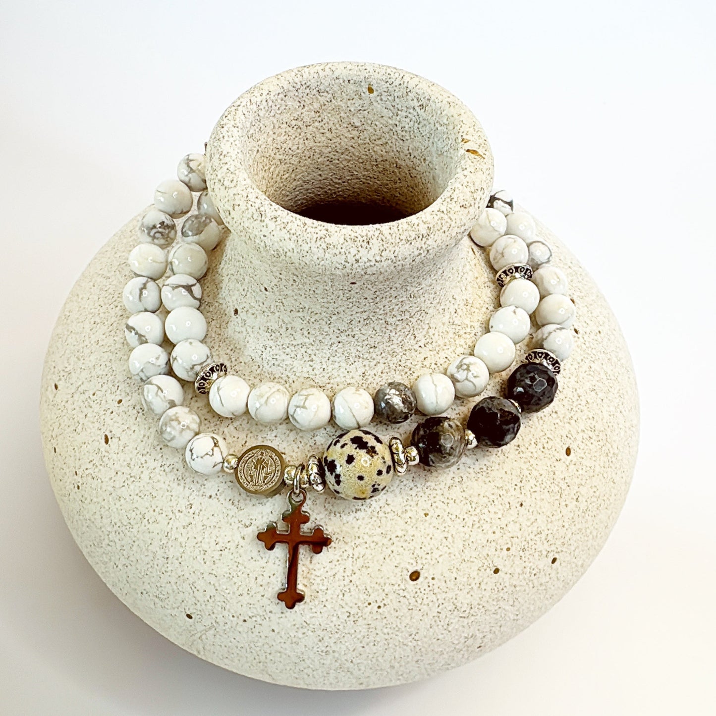 6mm White Turquoise Full Decades Rosary Bracelet