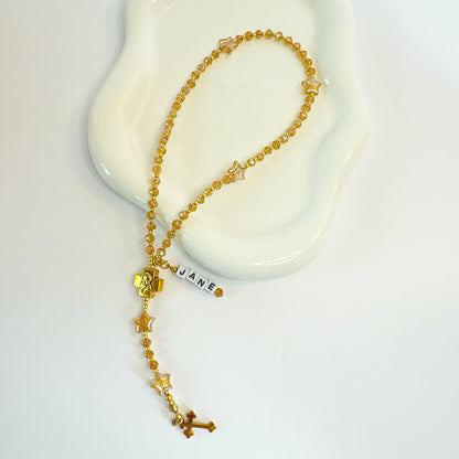 Golden Twinkle Rosary  | Custom Name Tag Option