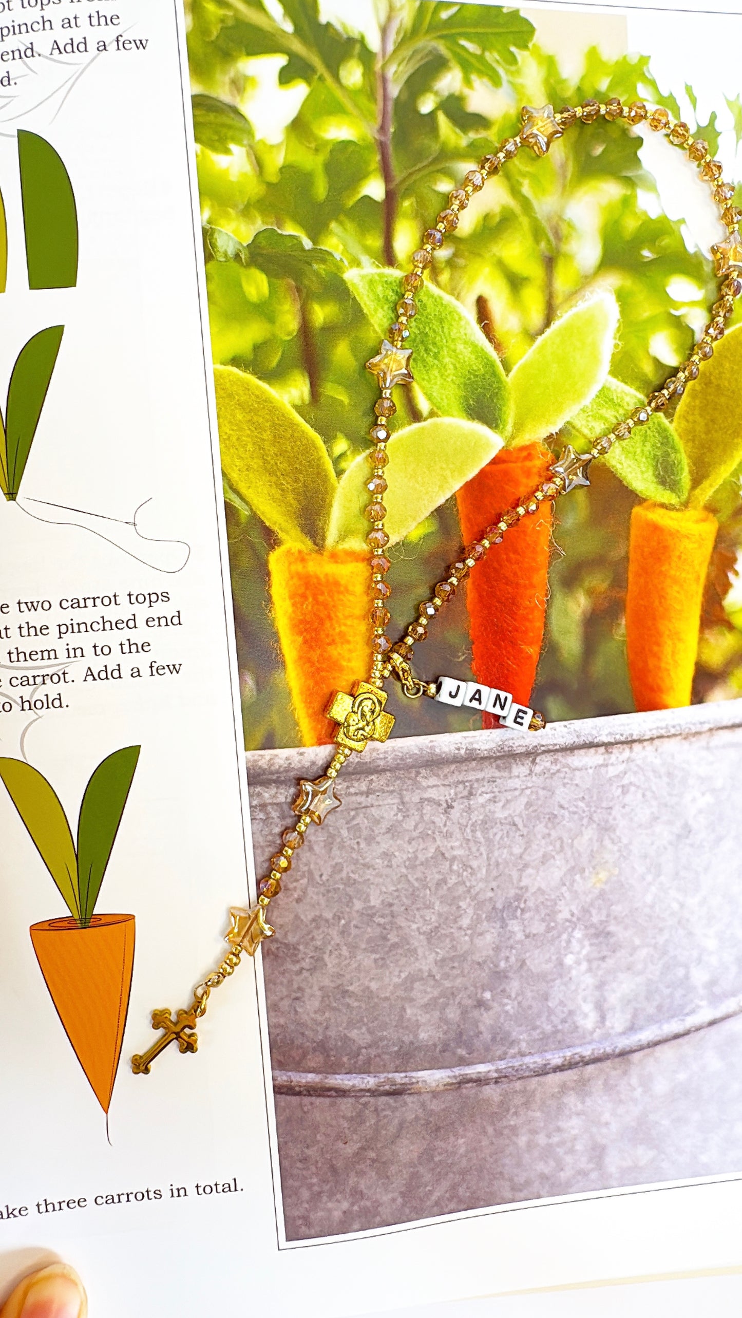 Golden Twinkle Rosary  | Custom Name Tag Option