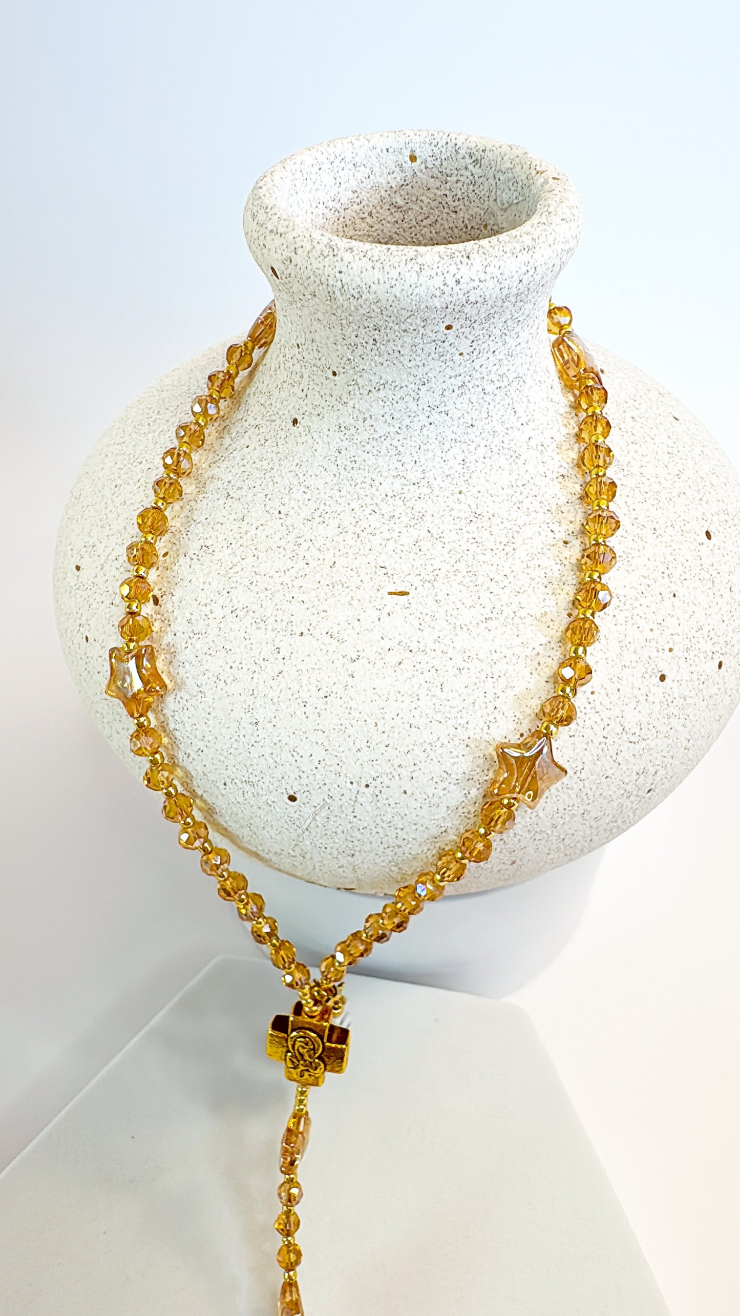 Golden Twinkle Rosary  | Custom Name Tag Option
