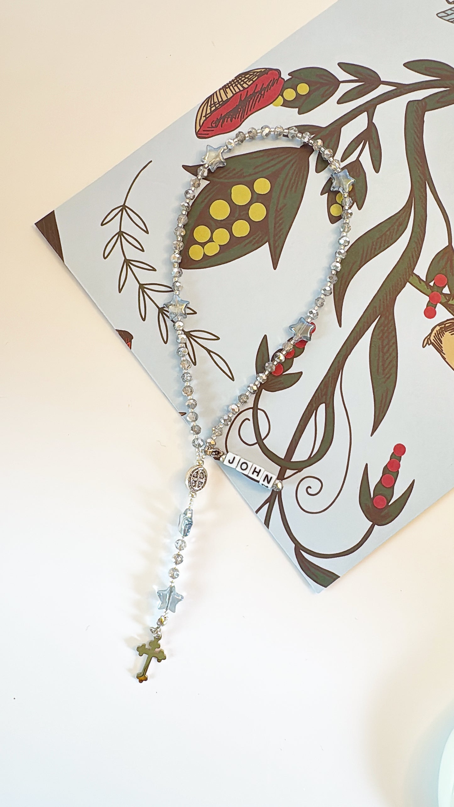 Little Silver Blessings Rosary| Custom Name Tag Option