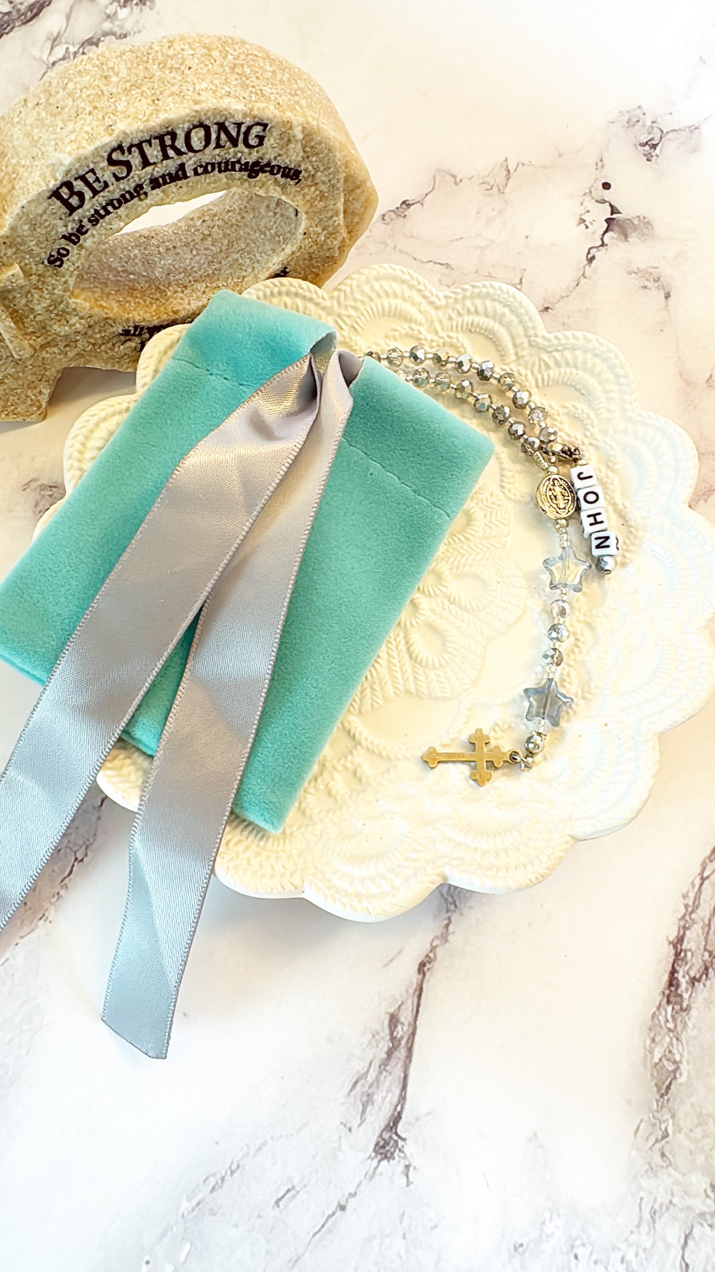 Little Silver Blessings Rosary| Custom Name Tag Option