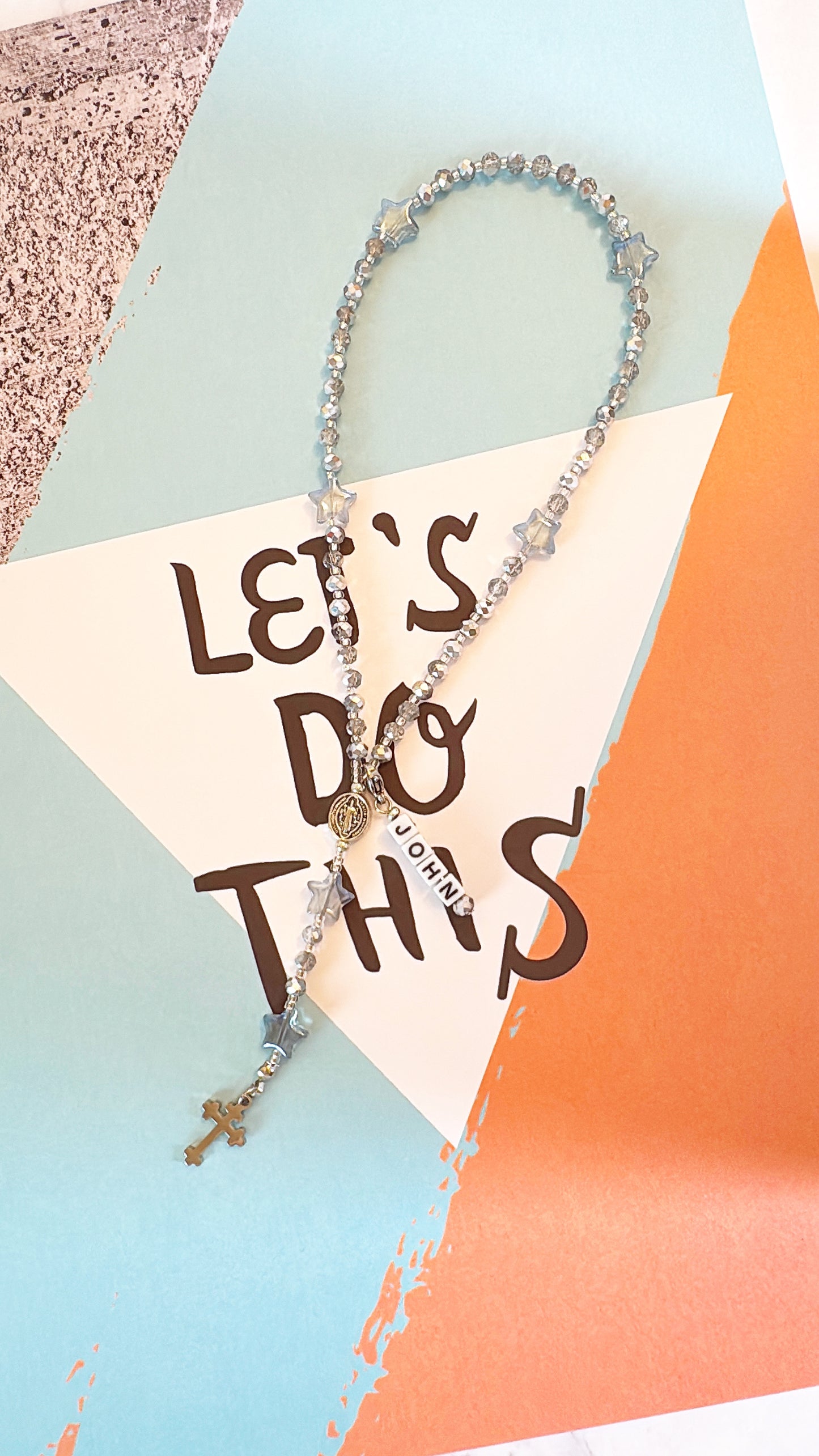 Little Silver Blessings Rosary| Custom Name Tag Option