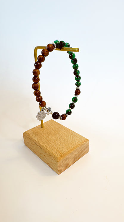 6mm Green Tiger Eye Two Decades Rosary Bracelet