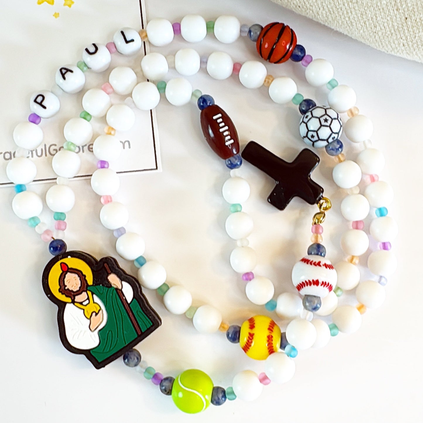 Little Champion Rosary  | Custom Name Beads Option (up to 10 characters)