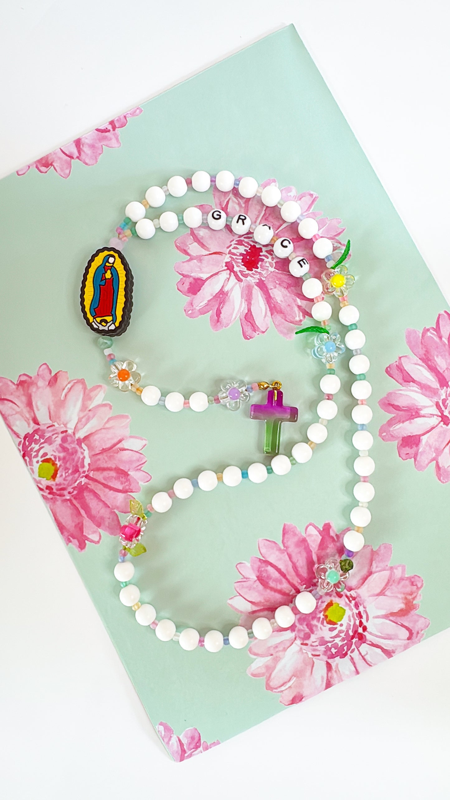 Garden of Grace Rosary for Children | Custom Name Beads Option (up to 10 characters)