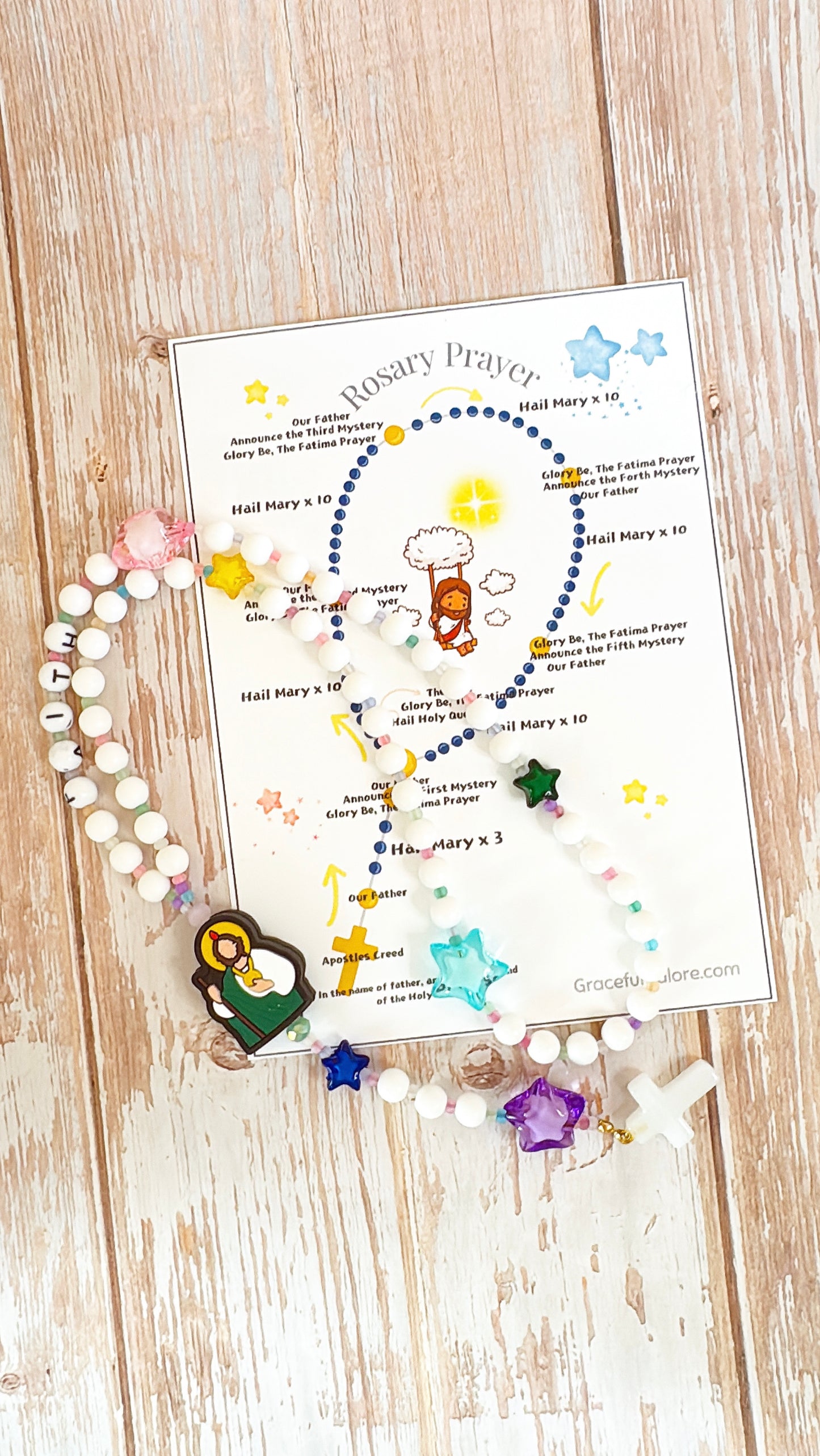 Starry Starry Kids Rosary  | Custom Name Rosary Gift for Children (up to 10 characters)