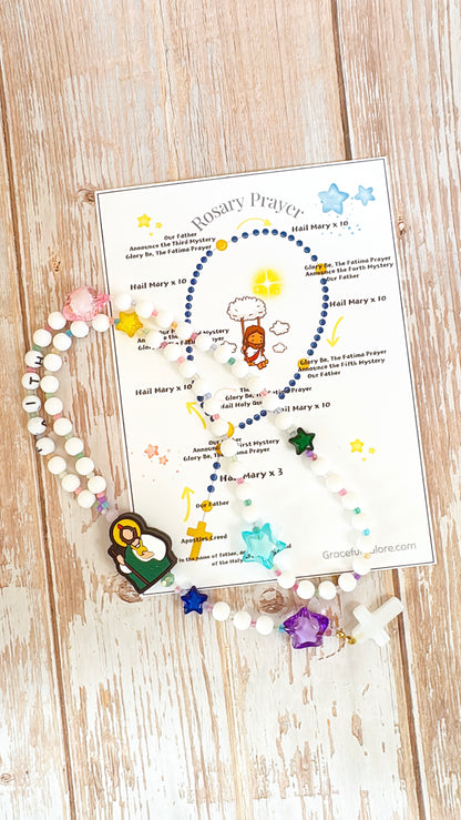 Starry Starry Kids Rosary  | Custom Name Rosary Gift for Children (up to 10 characters)