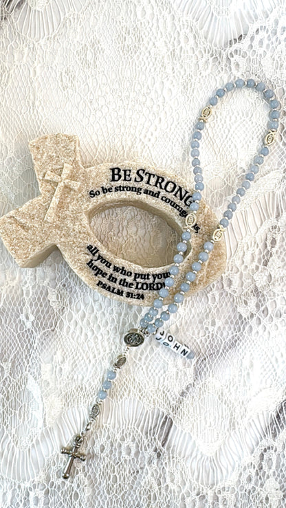 Baby Fish - Angelite Rosary for Teens | Custom Name Tag (up to 10 characters)
