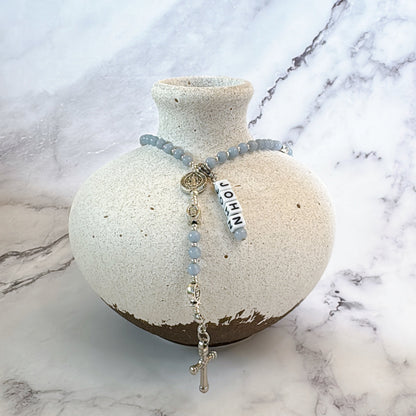 Baby Fish - Angelite Rosary for Teens | Custom Name Tag (up to 10 characters)