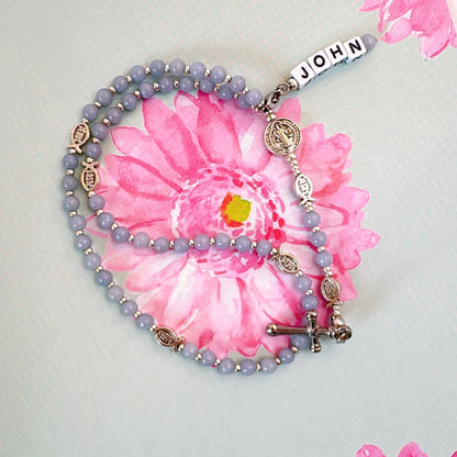 Baby Fish - Angelite Rosary for Teens | Custom Name Tag (up to 10 characters)