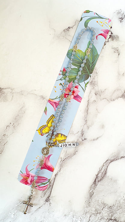 Baby Fish - Angelite Rosary for Teens | Custom Name Tag (up to 10 characters)
