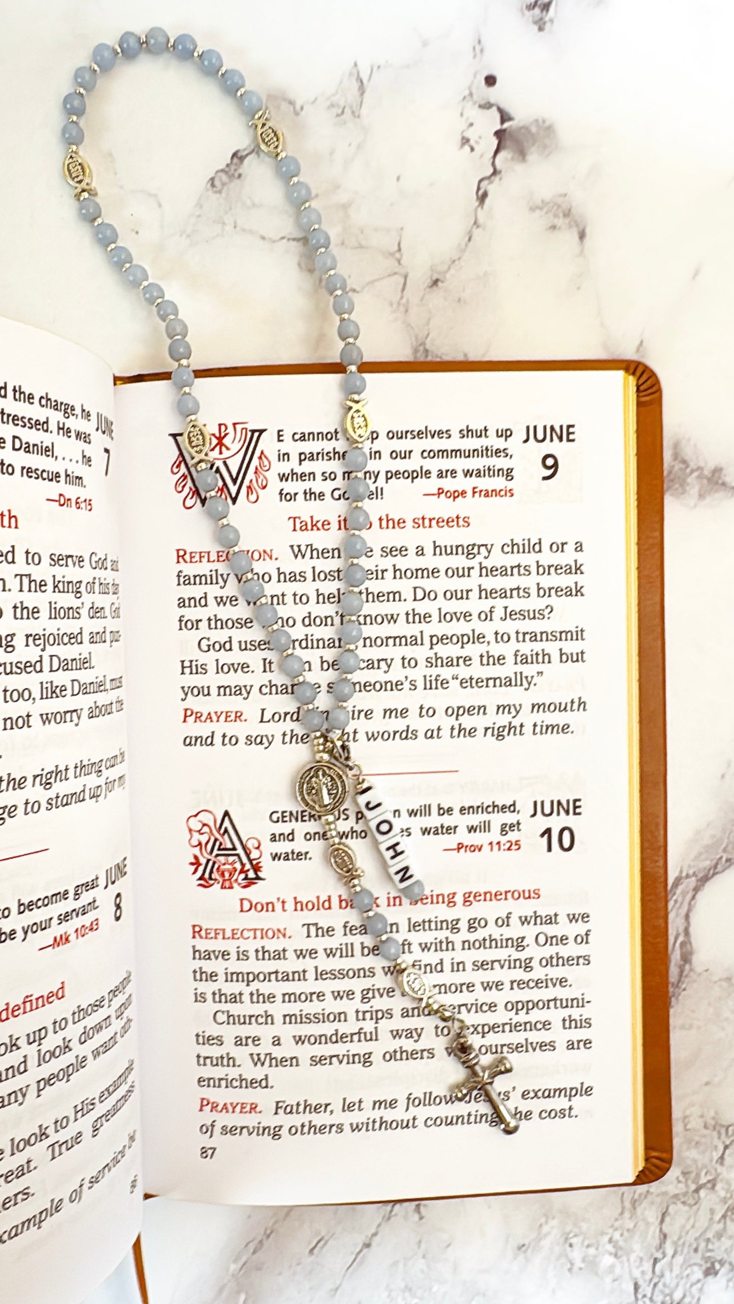 Baby Fish - Angelite Rosary for Teens | Custom Name Tag (up to 10 characters)