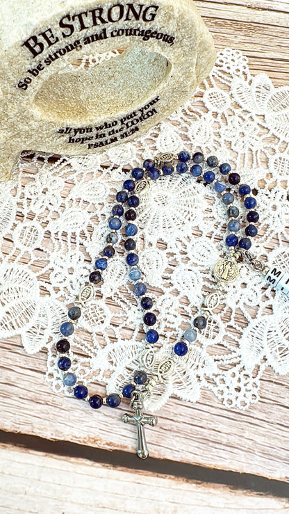 Baby Fish - Lapis Lazuli Rosary for Teens – Custom Name Tag | Custom Name Tag (up to 10 characters)