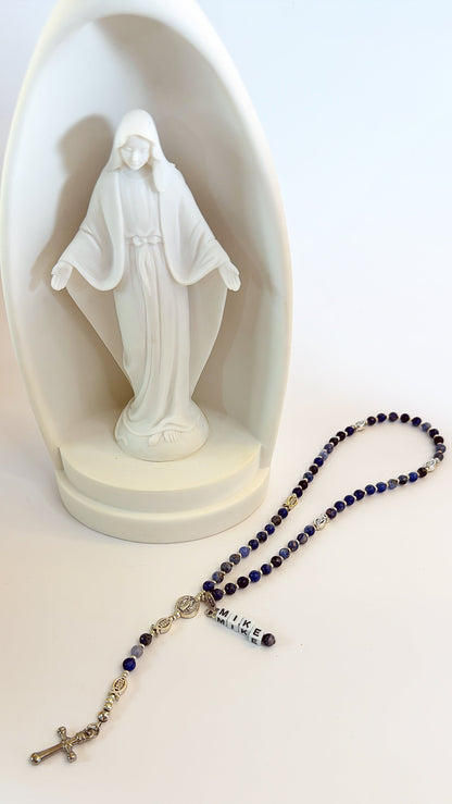 Baby Fish - Lapis Lazuli Rosary for Teens – Custom Name Tag | Custom Name Tag (up to 10 characters)