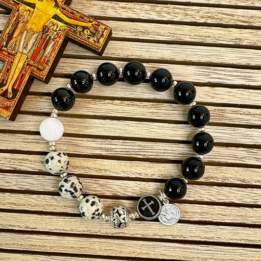 Midnight Benediction 10mm Men's Rosary Bracelet