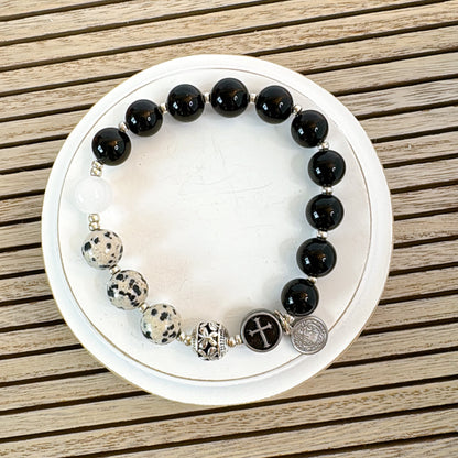 Midnight Benediction 10mm Men's Rosary Bracelet