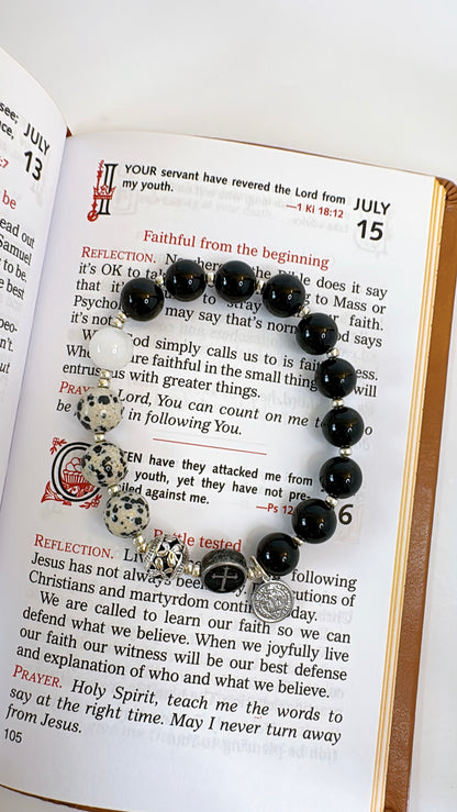 Midnight Benediction 10mm Men's Rosary Bracelet