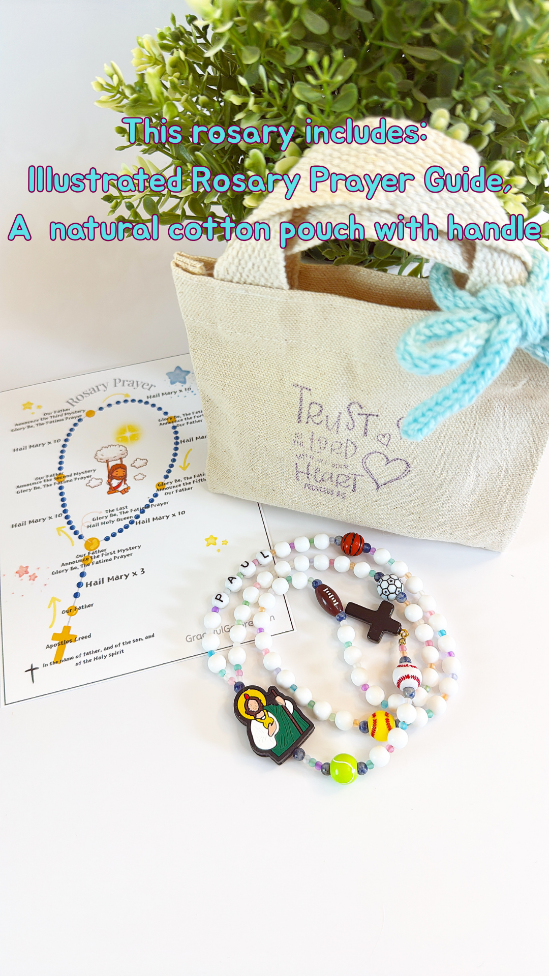Little Champion Rosary  | Custom Name Beads Option (up to 10 characters)