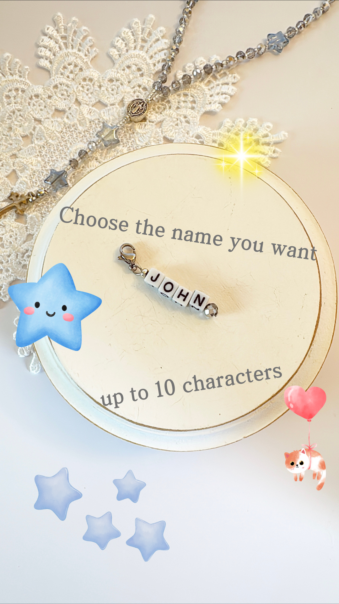 Little Silver Blessings Rosary| Custom Name Tag Option