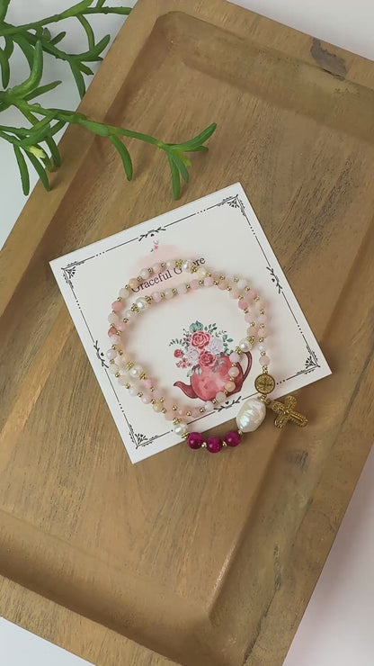 Pink Opal Rosary Bracelet