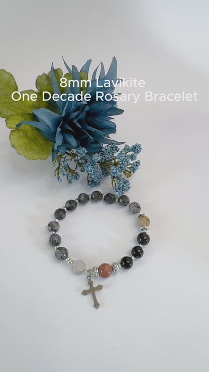 8mm Larvikite One Decade Rosary Bracelet