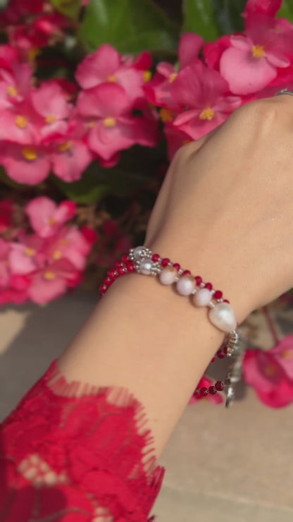 Red Crystal with Light Purple Rosary Bracelet