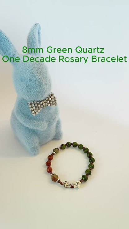 8mm Green Quartz One Decade Rosary Bracelet