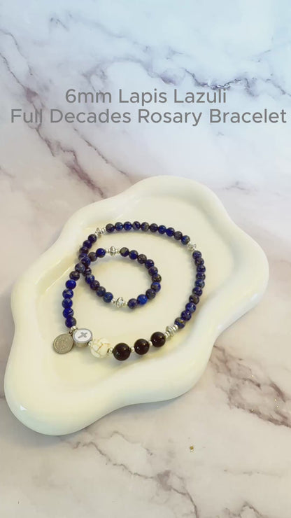 6mm Lapis Lazuli Full Decades Rosary Bracelet
