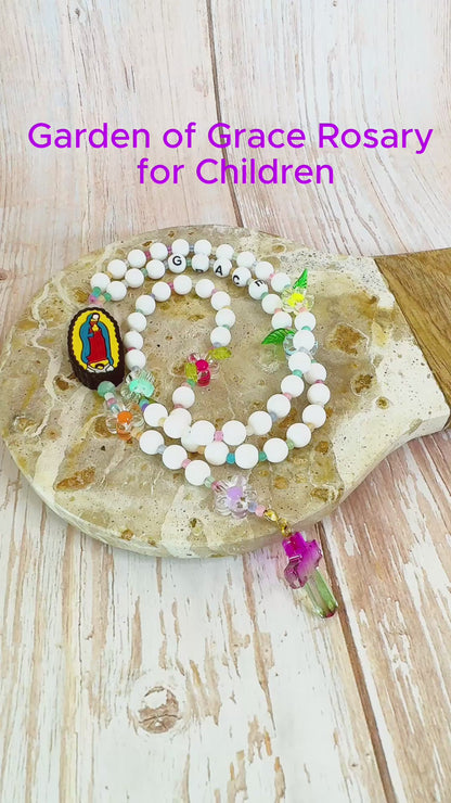 Garden of Grace Rosary for Children | Custom Name Beads Option (up to 10 characters)