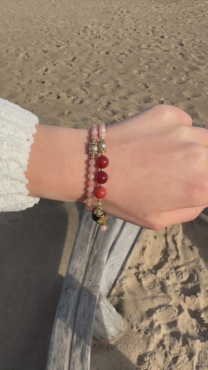 Sunstone with Agate Magnetic Rosary Bracelet