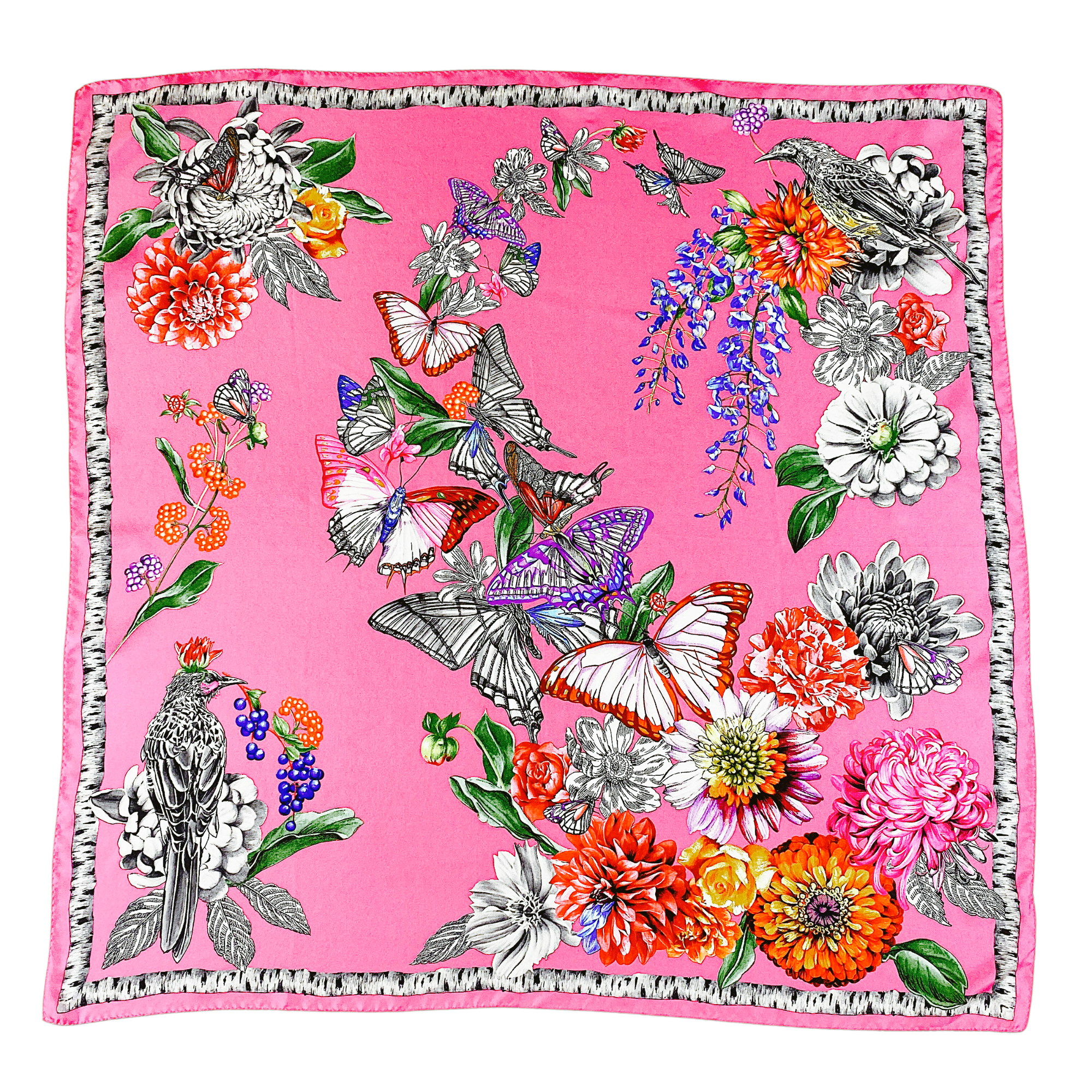 Gaillardia Pink Silk Scarf Carre